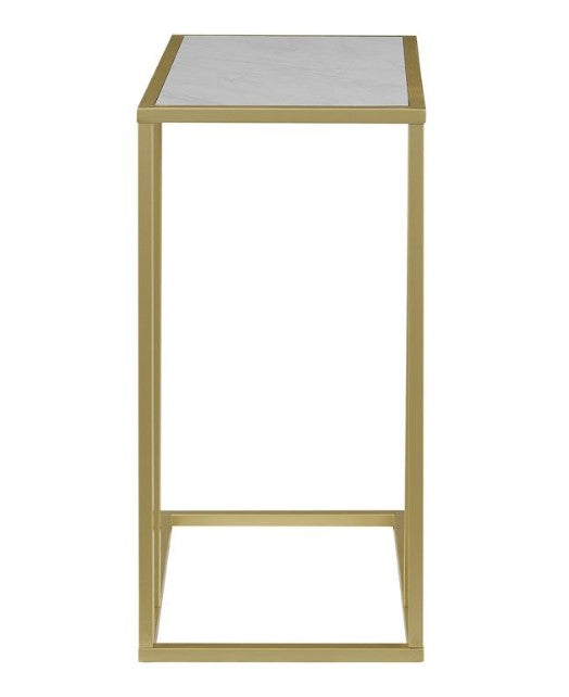 20" Modern Rectangle Two-Tone C Side Table with Metal Base