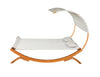 2-Person Medium Brown Wood Outdoor Swing Bed