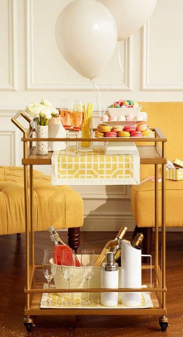 Wood & Gold Finish Bar Cart