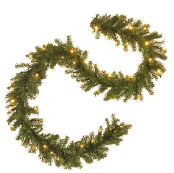 9 ft. Norwood Fir Garland with Battery Operated Dual Color LED Lights