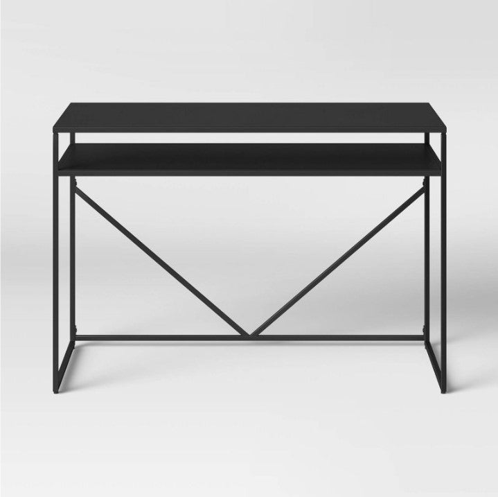 Glasgow Metal Writing Desk with Storage Black