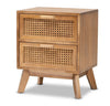 Baden Wood with Rattan 2 - Drawer Nightstand Walnut Brown