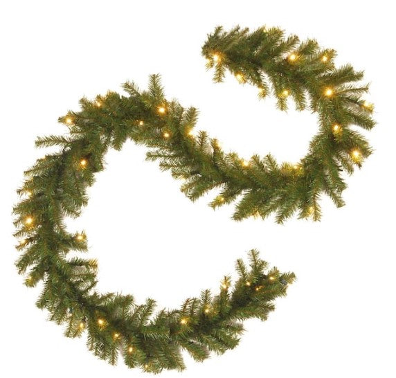 9 ft. Norwood Fir Garland with Battery Operated Dual Color LED Lights
