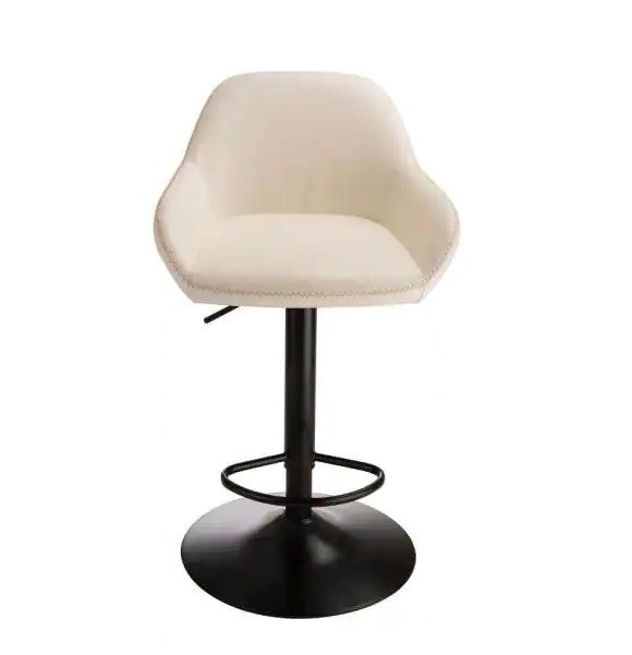 42 in. Mid-Century Modern Coconut Milk Leatherette Gaslift Adjustable Swivel Bar Stool, set of 2