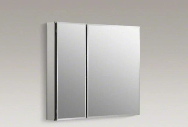 30" x 26" Double Door Reversible Hinge Frameless Mirrored Medicine Cabinet