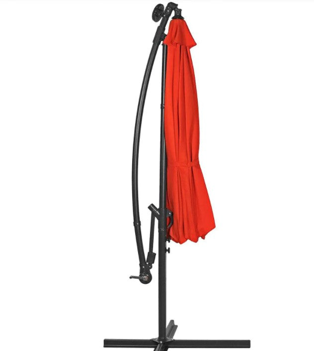 10 ft. Steel Cantilever Solar Patio Umbrella in Burnt Orange K8550