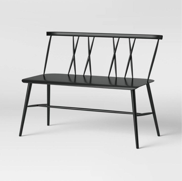 Becket Metal X Back Dining Bench Black