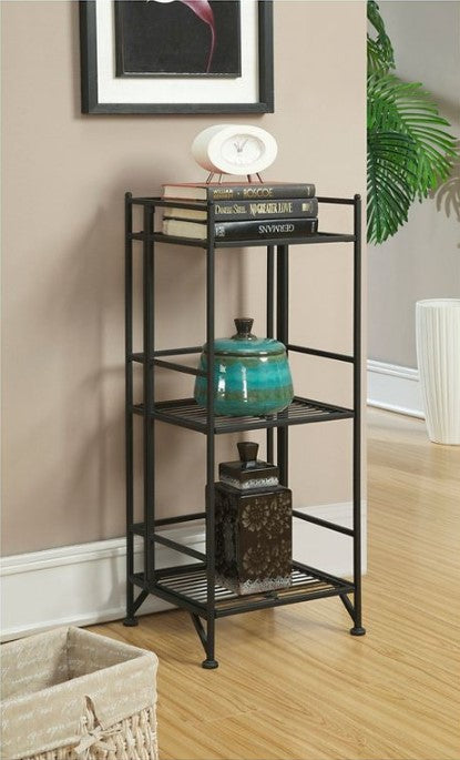 32.63" 3 Tier Folding Metal Shelf Black
