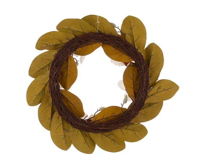 24-Inch Artificial Magnolia Wreath K7993