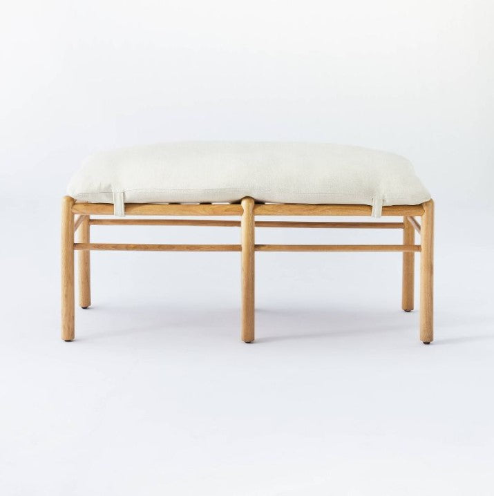 Emery Wood and Upholstered Bench with Straps Natural