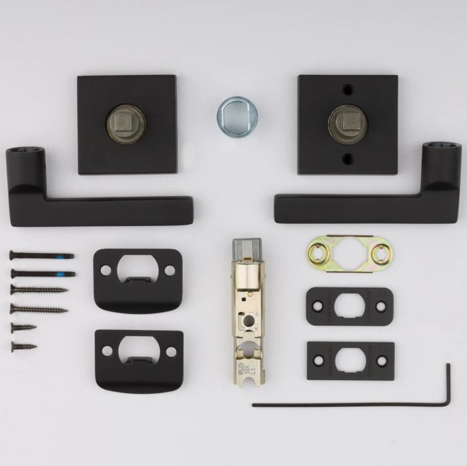 Baldwin Square Passage Door Lever Set with Contemporary Square Rosette pt552