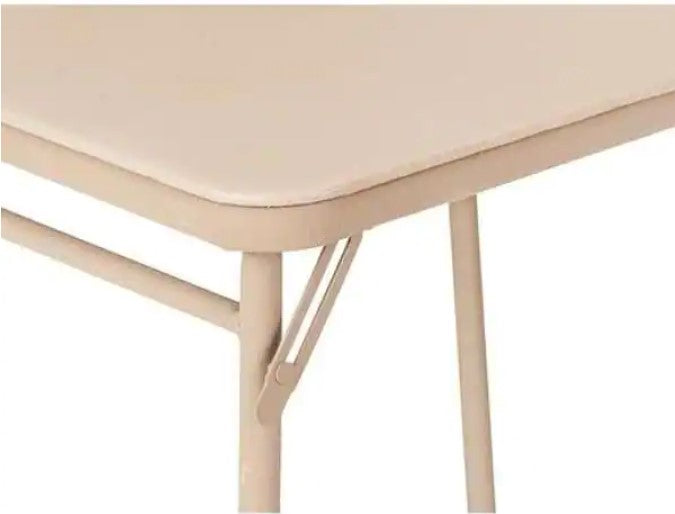 34 in. Antique Linen Vinyl Top Folding Card Table