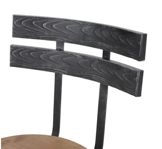 Black Brushed Silver Adjustable Bar Stool
