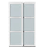 3-Lite Indoor Studio MDF Wood with Vinyl Frame and Frosted Glass Sliding Closet Door EJ819