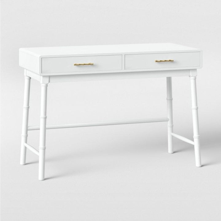 Oslari Wood Writing Desk with Drawers White