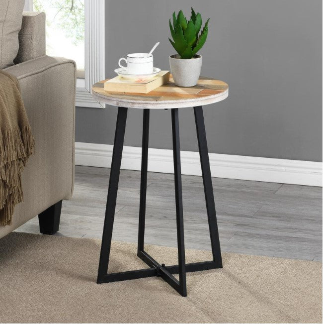 22 in. Miller Weathered Tan Rustic Wood Table EJ834