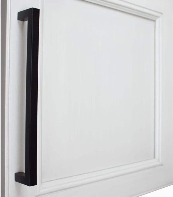 7-9/16 in. Matte Black Solid Square Slim Cabinet Drawer Bar Pulls (10-Pack)