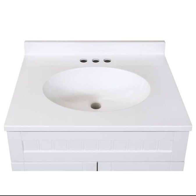 Style Selections Ellenbee 24-in White Single Sink Bathroom Vanity with White Cultured Marble Top
