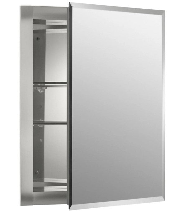 16" x 20" Single Door Reversible Hinge Frameless Mirrored Medicine Cabinet
