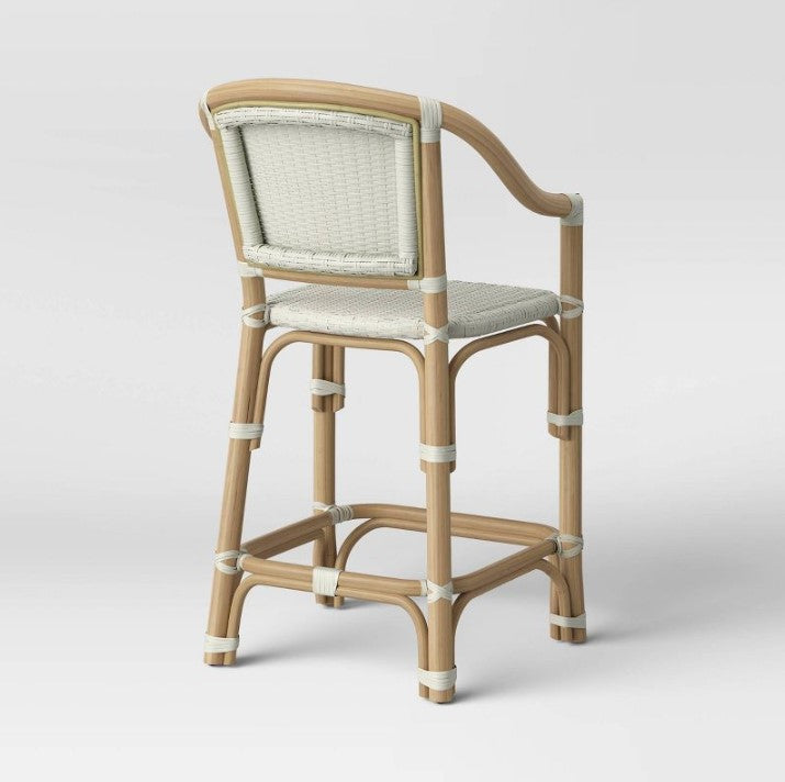 Parksley Rattan and Woven Counter Height Barstool