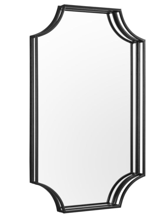 Black Rectangle  Notched Corner Framed Mirror K8439