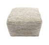 Abella Handcrafted Boho Large Fabric Rectangular Pouf Ivory/Beige