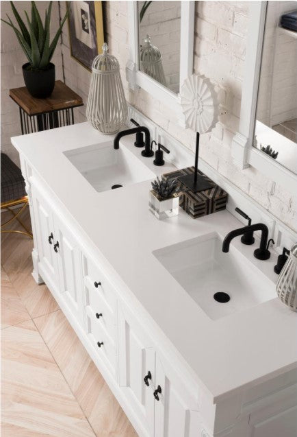 Brookfield 72 in. W Bath Vanity in Bright White with Quartz Vanity Top in Classic White with White Basin pc313