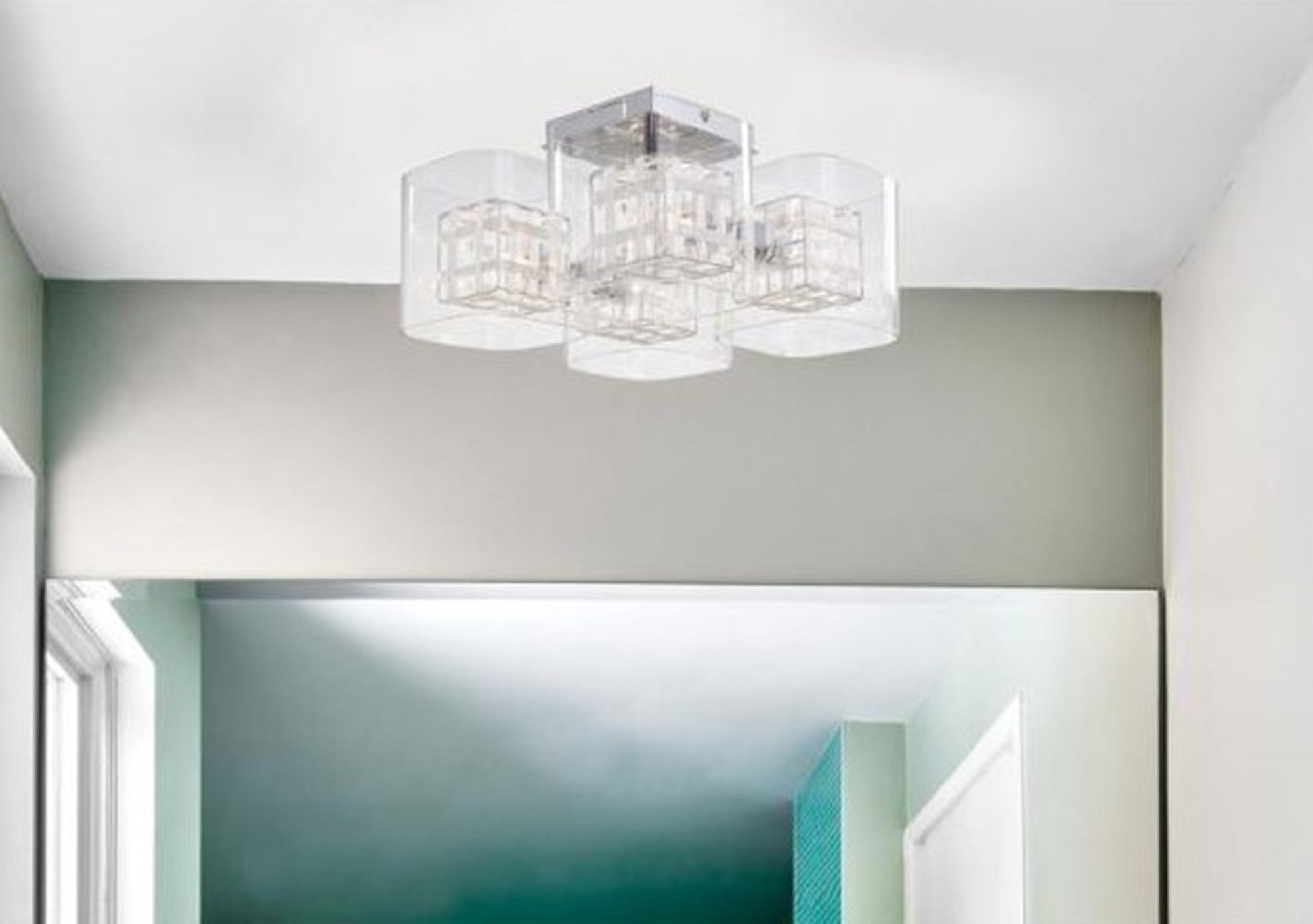 4-Light Chrome  Ceiling Semi-Flush Mount Fixture AH122/AH144/AH181