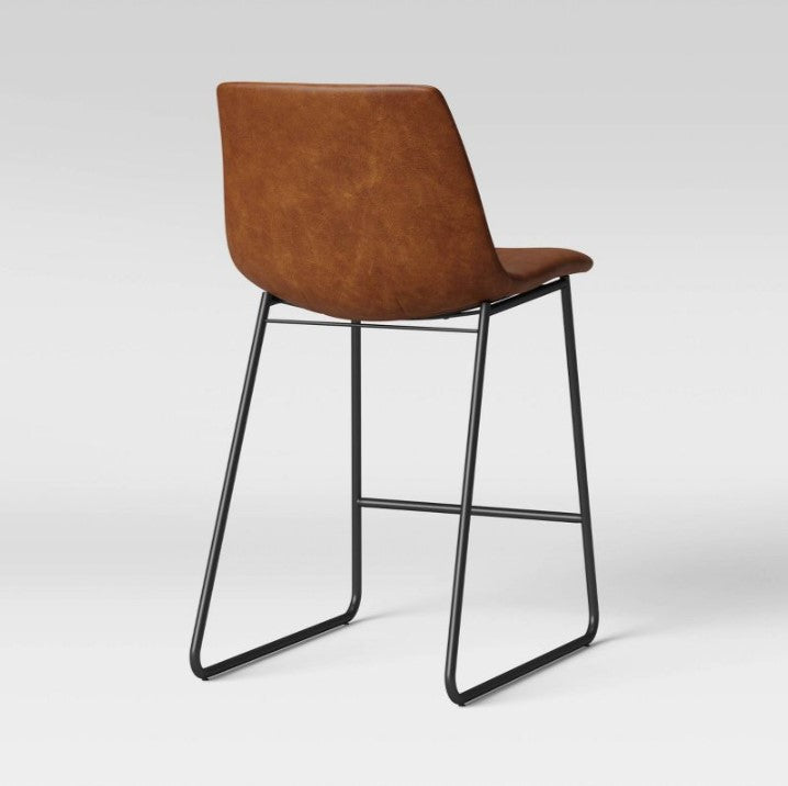 3pk Bowden Faux Leather and Metal Counter Height Barstool Caramel