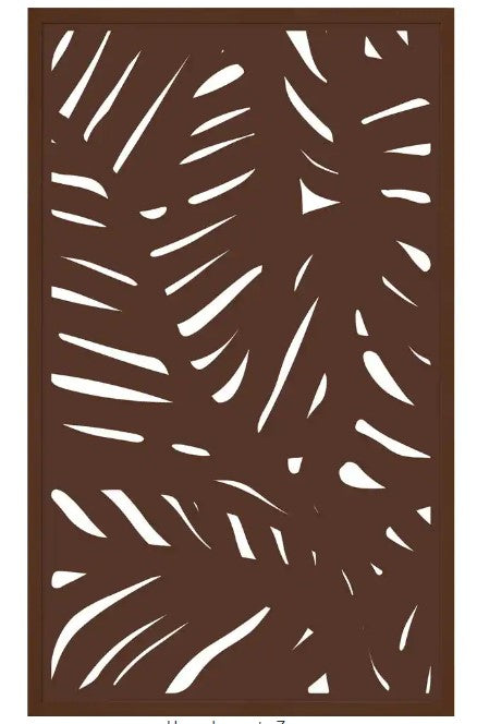 5 ft. x 3 ft. Espresso Brown Composite Framed Decorative Fence Panel Featured in the Palm Design