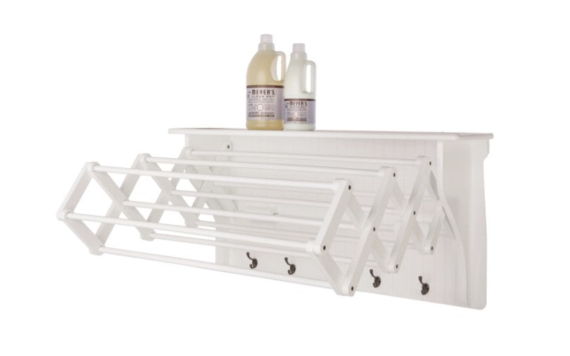 36 in. White Wall Retractable Accordion Drying Rack K7977