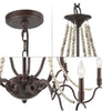 28 in. 9-Light Farmhouse Wood Beaded Dining Candle Chandelier with Rust Accents