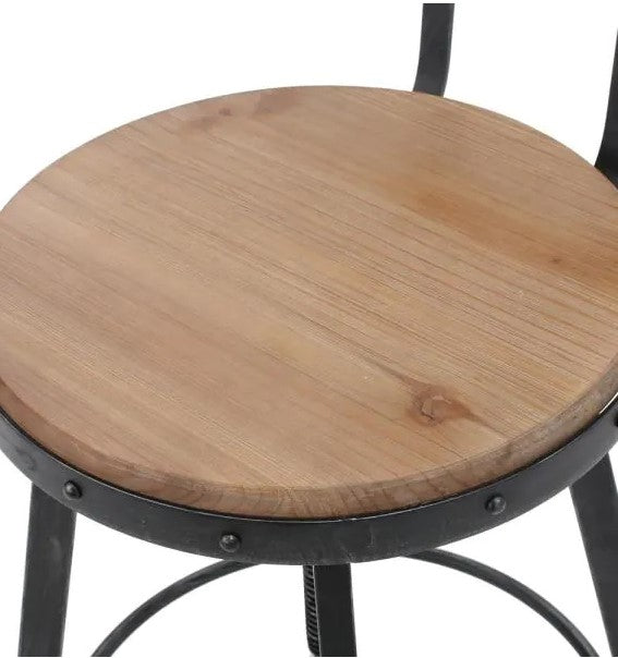Black Brushed Silver Adjustable Bar Stool