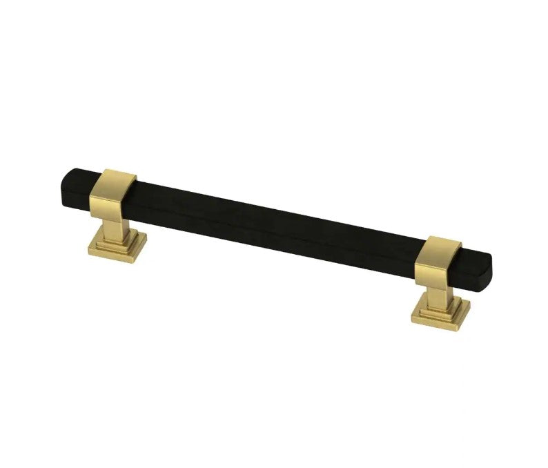 Wrapped Square 5-1/16 in. (128mm) Center-to-Center Brushed Brass and Matte Black Drawer Pull, (Set of 10)