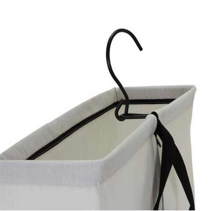 White Hanging Laundry Bag with Black Trim