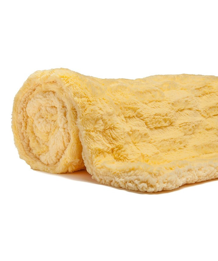 60" x 70"  Yellow Deco Faux Fur Throw