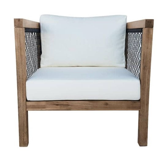 Cushioned Acacia Wood Outdoor Lounge Chair