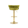 37.8 in. Swivel Adjustable Height Golden Metal Frame Cushioned Bar Stool with Green Velvet Seat
