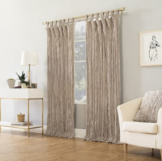 95-in Stone Velvet Semi-sheer Top Tab Single Curtain Panel (Set of 8)