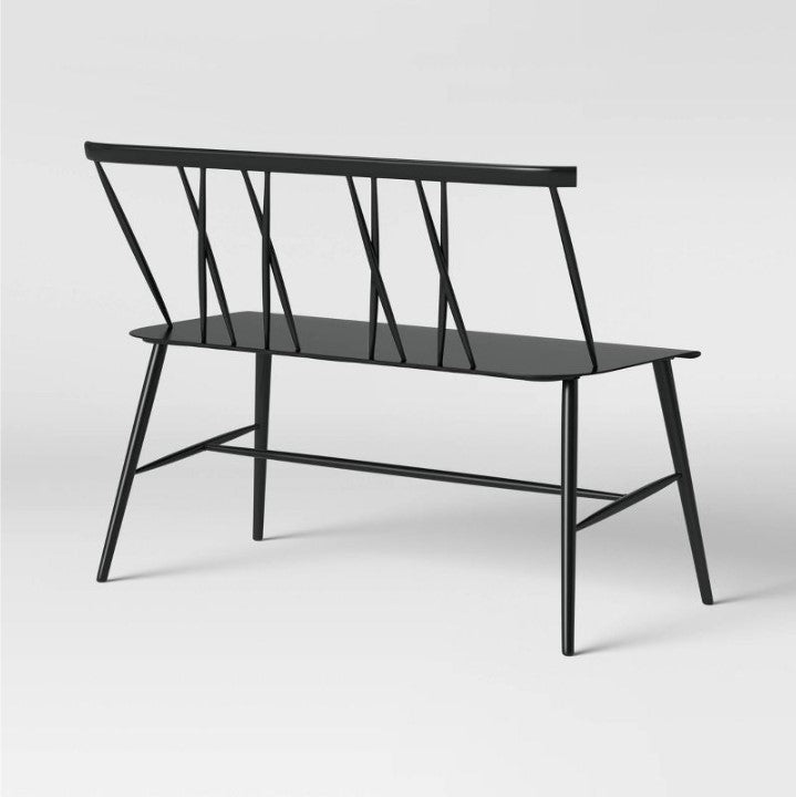 Becket Metal X Back Dining Bench Black