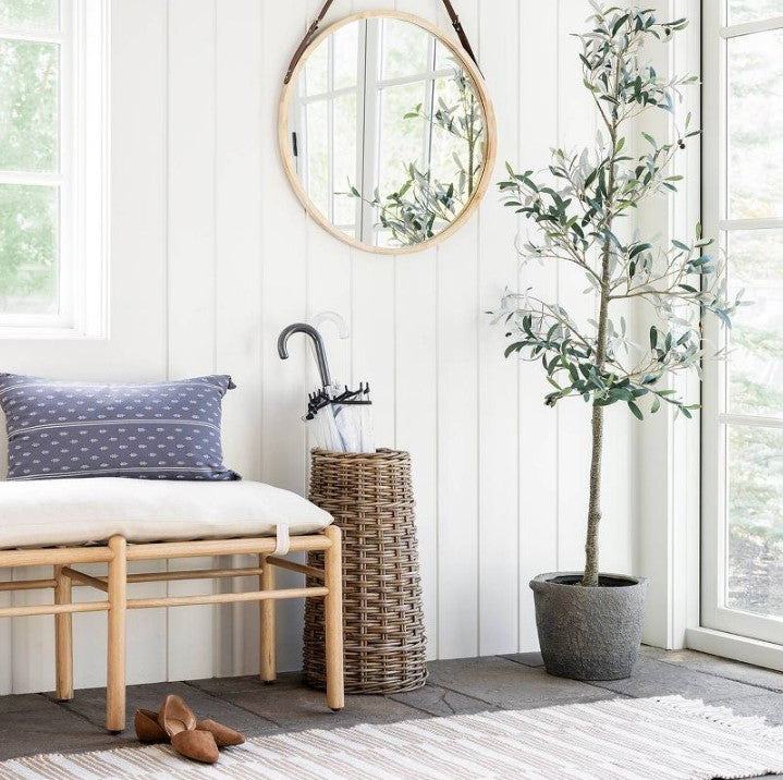 Emery Wood and Upholstered Bench with Straps Natural