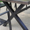 Black Rectangle Metal Patio Outdoor Dining Table with Wood-Look Tabletop