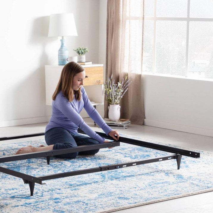 Adjustable Metal Bed Frame with Center Support & Rug Rollers Salvage