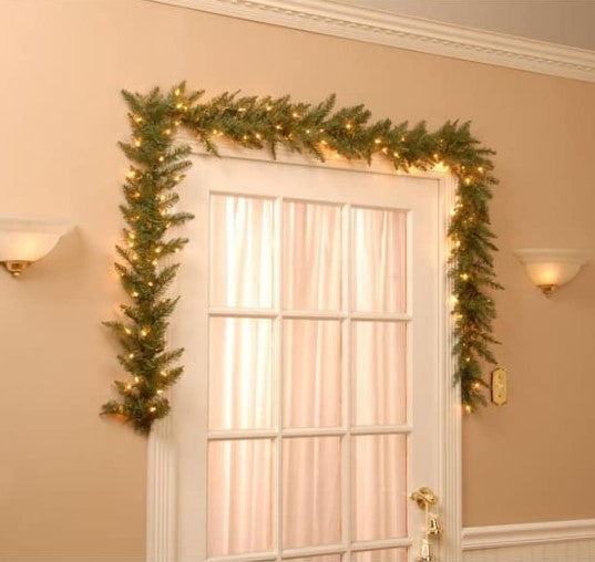 9 ft. Pre-Lit Dunhill Fir Garland with Clear Lights