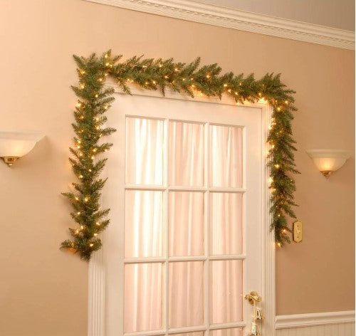 9 ft. Pre-Lit Dunhill Fir Garland with Clear Lights