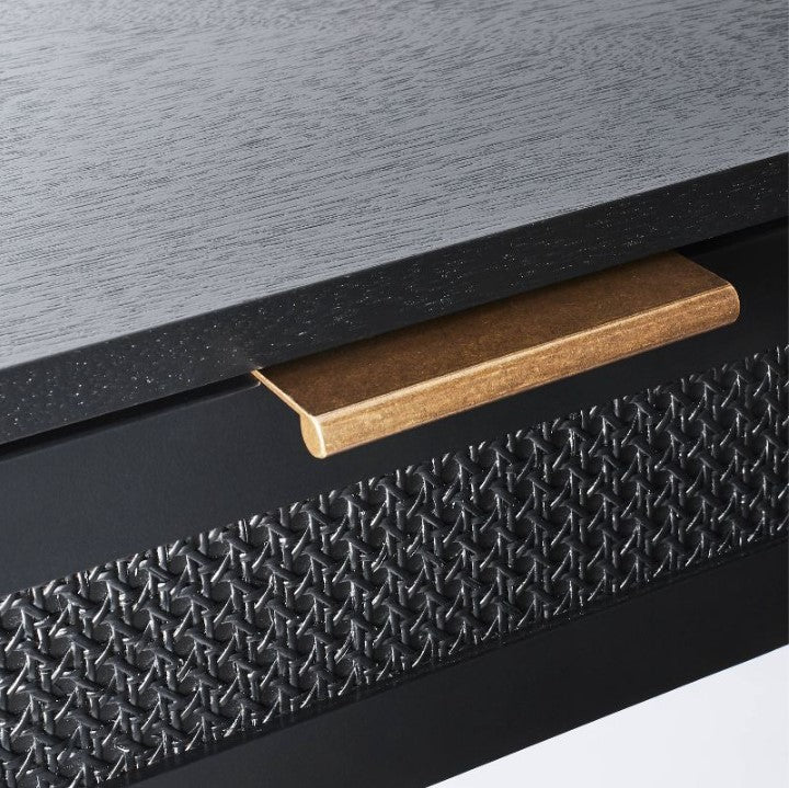 Woven Drawer Console Table Black