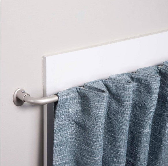 86 in. to 120 in. Adjustable 5/8 in. Room Darkening Wrap Around Single Curtain Rod in Satin Silver