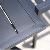 Black Slat Rectangle Metal Patio Outdoor Dining Table with 1.57 in. Umbrella Hole
