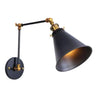 WS 1-Light 5.31 in. Brass and Black Matte Finish Wall Sconce Vintage Industrial with Swing Arm Adjustable