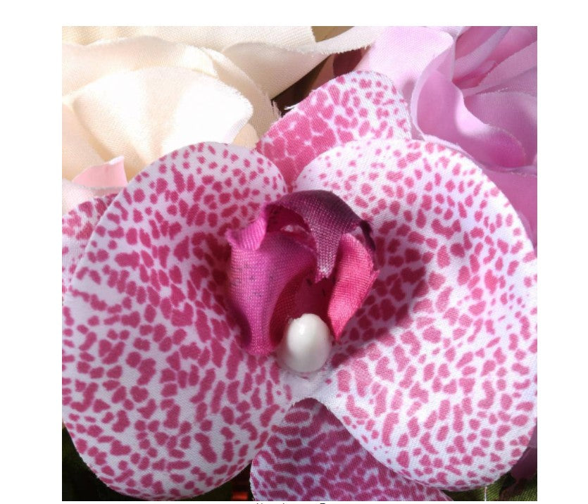 12 in. Artificial with Roses and Orchids Bundle